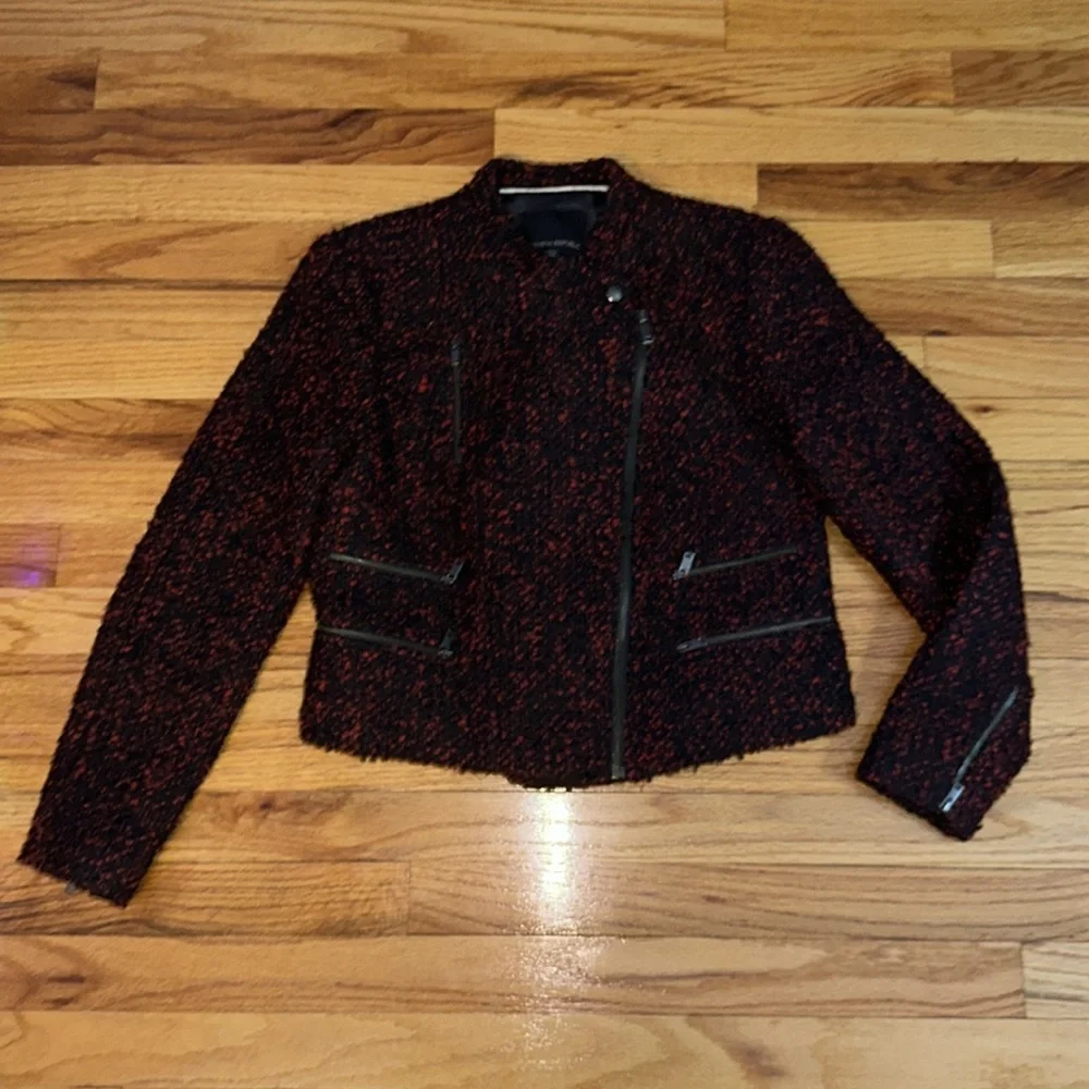 🎤🎉 Beautiful Banana Republic Burgundy & Black Tweed Cropped Jacket Sz 10P - Picture 5 of 11